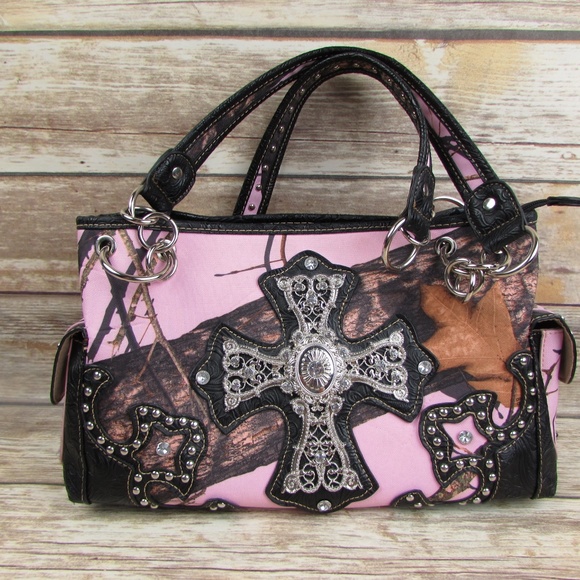 Mossy Oak Handbags - Mossy Oak Pink Camo Cross Conceal Carry Purse